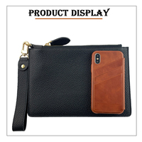 Dompet Kulit Asli Kustom untuk Pria, Tas Selempang Mewah Tipis, Tas Tangan, Pabrik OEM ODM