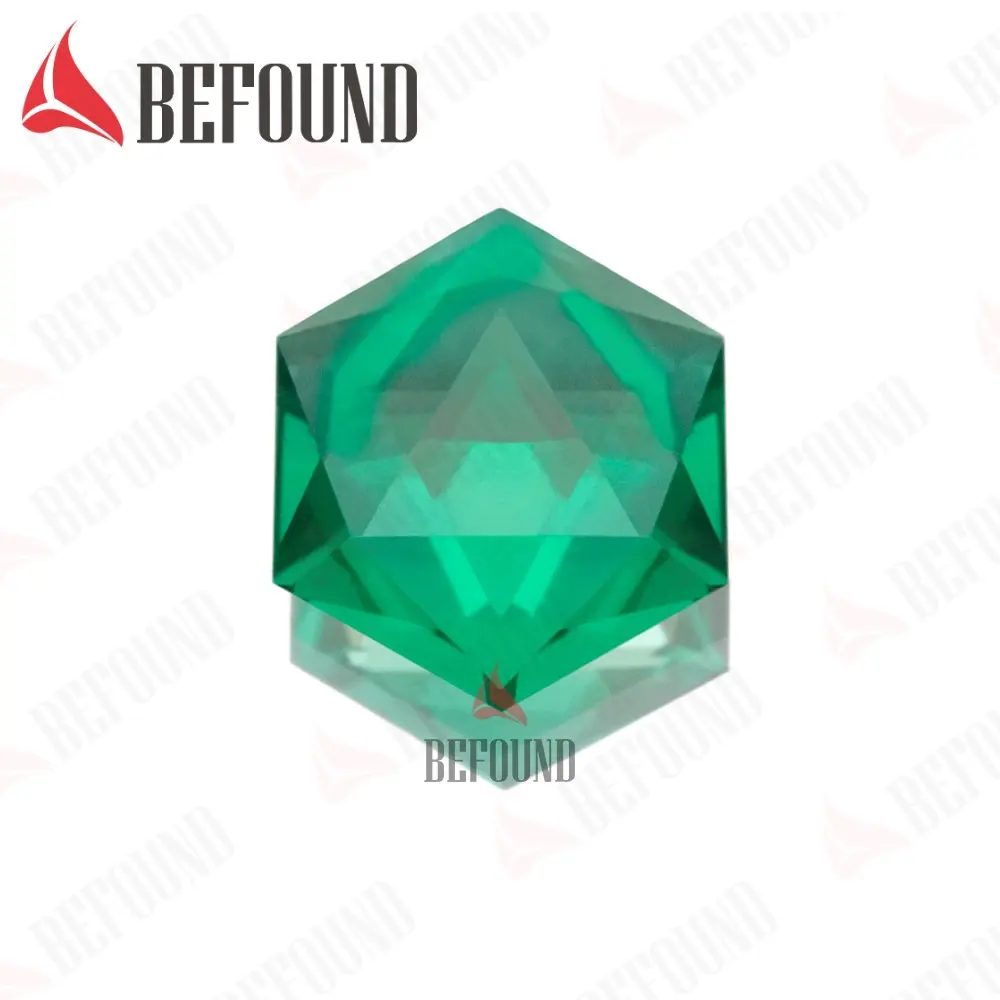 New Product Synthetic Quartz Crystal Gemstone Hexagon Shape 7*7mm Green color Heat Resistance Synthetic Crystal Loose