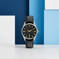 Montre noire pour homme, boîtier en alliage de zinc argenté, bracelet en cuir de 22 mm, mouvement à quartz, résistance à l'eau de 10 m, marque japonaise Citizen