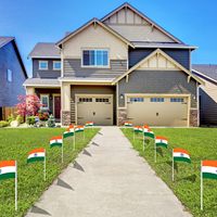 15 Banderas Indias Personalizadas con Asta, Decoraciones para Fiestas, 14x21cm, Asta Blanca de Poliéster, para el Día de la Cultura, Eventos Deportivos