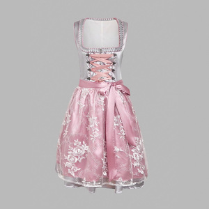 Costume d'Oktoberfest <span class=keywords><strong>de</strong></span> Munich pour femmes, jupe allemande, chemisier bavarois gris, <span class=keywords><strong>tablier</strong></span> blanc, tenue traditionnelle festive - Product Image 5