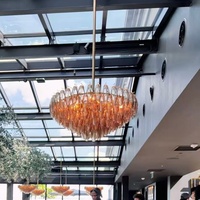 Lustre LED en verre rose de style français, luxe, hauteur réglable, installation facile, idéal pour salon, chambre à coucher, salle à manger
