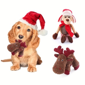 Caliente nuevo regalo de Navidad respetuoso con el medio ambiente alce felpa dientes resistentes a mordeduras interactivo gato perro juguete indestructible suministros para mascotas - Product Image 1