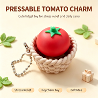 Porte-clés anti-stress en forme de tomate imprimé en 3D, jouet sensoriel en PLA écologique, pendentif végétal interactif, cadeau fantaisie pour étudiant