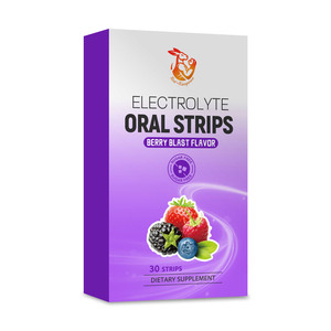 Bandes orales d'électrolytes OEM de haute qualité, saveur Berry Blast, se dissolvant rapidement, pour stimuler l'énergie quotidienne avec des bandes orales de sodium - Product Image 1