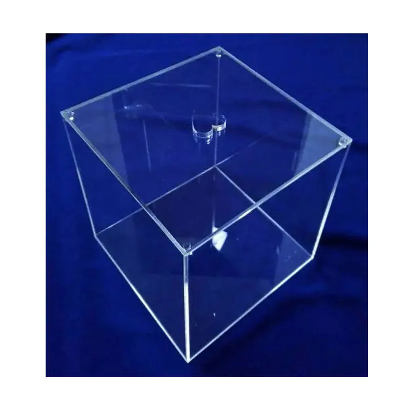 صندوق أكريليك مكعب عالي الشفافية صندوق حلوى صغير شفاف من الأكريليك بغطاء من لوسيت