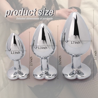 S-hande 3 pièces/ensemble S M L Plug anal en métal, plug anal Fetis, jouets sexuels anaux pour adultes, bijoux en cristal en forme de cœur, plug anal pour homme et femme