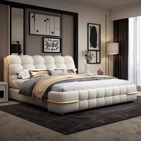 Cadre de lit moelleux moderne de luxe King Size avec revêtement en tissu Design et rangement durables et écologiques