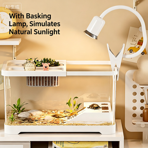 Pecera Transparente de Escritorio con Tapa, Acuario Ecológico con Plataforma para Tomar el Sol y Escalar, para Sala de Estar - Product Image 3