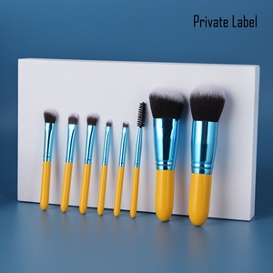 Vonira — ensemble de pinceaux de maquillage, jaunes et bleus, OEM, Mini brosses de voyage avec étiquette privée personnalisée, 8 pièces - Product Image 2