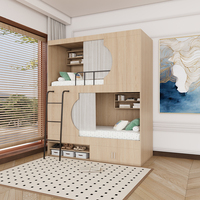 Lit superposé double en acier et bois, lit capsule double pour hôtel, lit superposé robuste et durable en bois