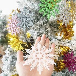 12PCS bạc long lanh bông tuyết treo đồ trang trí 10cm Cây giáng sinh <span class=keywords><strong>Xmas</strong></span> trang trí nội thất Nguồn cung cấp bên - Product Image 5