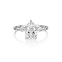 Bague de Mariage en Moissanite Certifiée GRA 2 Carats, Forme Poire, pour Fiançailles, en Argent Sterling 925 Plaqué Or pour Femmes