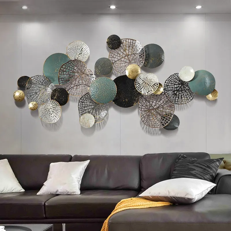 Wholesale Nordic Style Creative Metal Wall Decoration Lotus Leaf 3D Wall Decoration for Living Room Background