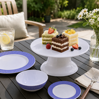 Ensemble de Présentoirs à Gâteaux en Mélamine Effet Céramique – Collection de Plats Ronds pour Service et Présentation de Desserts