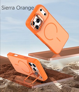 GSCASE Vente en gros Support d'objectif magnétique de luxe Étui <span class=keywords><strong>orange</strong></span> mat pour iPhone 17 Pro Max - Product Image 2