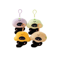 Porte-clés en peluche Chat Noir, figurine de chat à tête de fruit 'moche-mignon' avec breloque en peluche patte brodée, mini pendentif anti-stress, vente en gros