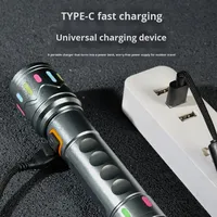 Lampe torche télescopique à zoom en alliage d'aluminium, batterie 18650, portée de 1000 m, 3 modes, IP20, laser, extérieur, domestique, d'urgence