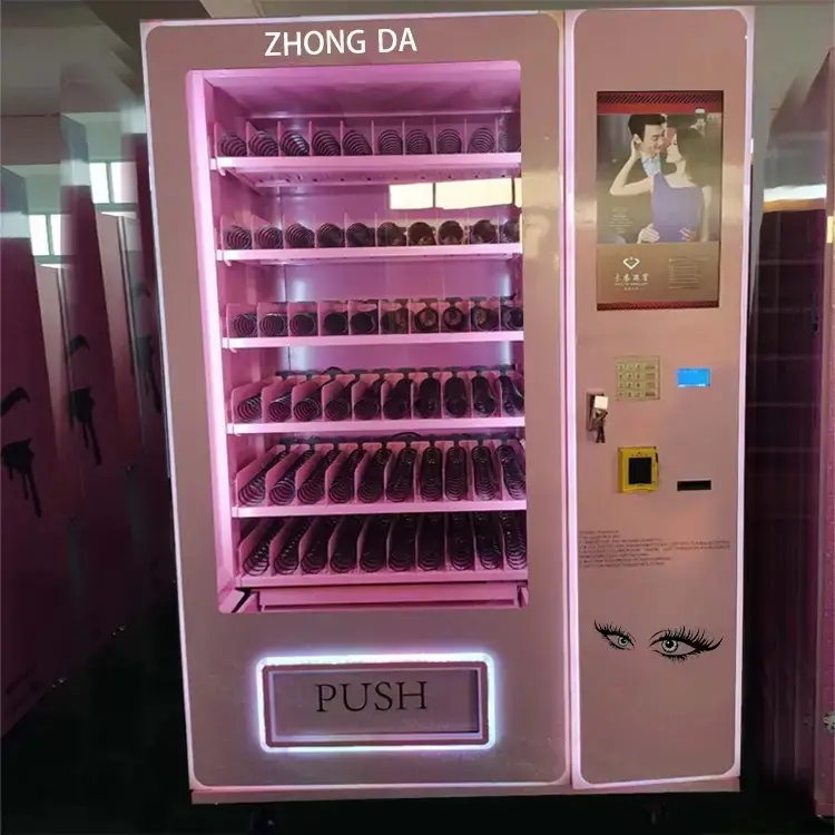 Máquina de venda de cabelo automática inteligente, máquina inteligente de vender cosméticos personalizada por 24 horas, máquina de venda de cílios