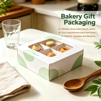 Boîte à fenêtre personnalisée en papier blanc pour 4 gobelets avec séparateurs, accepte les commandes d'échantillons, boîte recyclable pour l'emballage de cupcakes