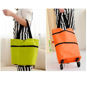 Factory Direct Portable Foldable Oxford Cloth Shopping Bag Handheld <b>Pull</b> Grocery Shopping <b>Trolley</b> Storage Bags - Product Image 2