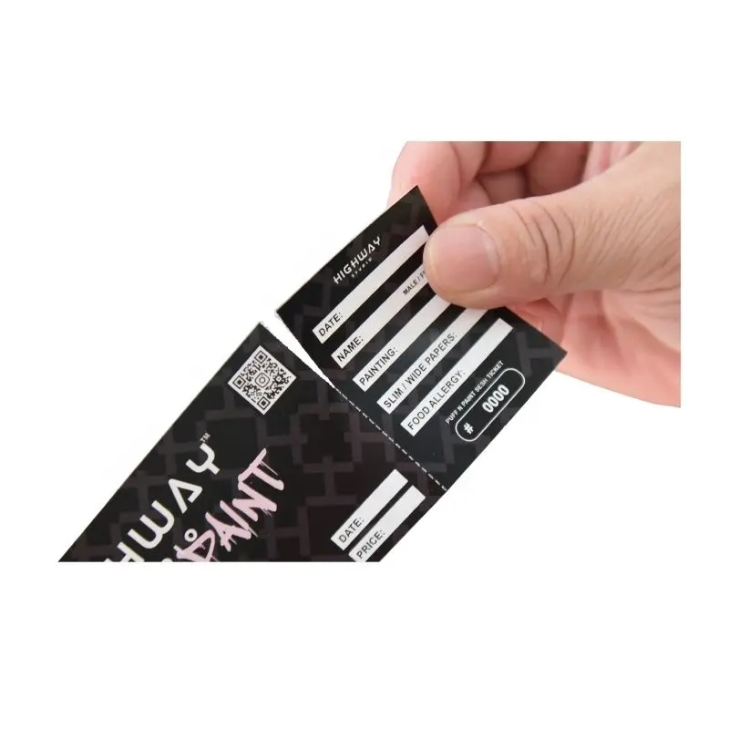 customized one side color printing tickets security raffles QR code numbering tickets printing