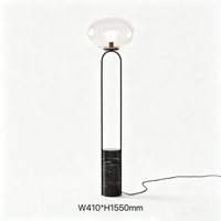 Lampe sur pied moderne avec abat-jour en verre cylindrique, lumière LED blanc chaud haute luminosité, installation facile pour usage résidentiel