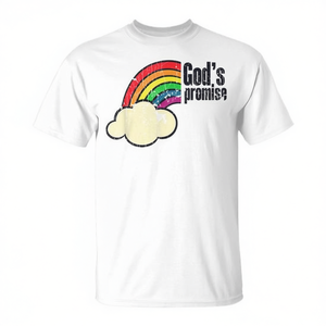 Camiseta con diseño de nube arcoíris de la promesa de Dios, unisex, para niños, cuello redondo, manga corta, regalo religioso para la iglesia, color blanco - Product Image 2