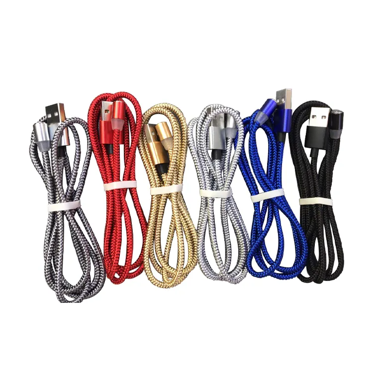 1m 2m 3m LED Magnetic 3 in1 Charger Cable High Quality Android USB 2.0 Fast Charging Nylon Micro USB Cable For phone X Chargers
