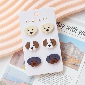 3 paires de boucles d'oreilles mignonnes en forme de chiot de dessin animé, en acrylique, Labrador, <span class=keywords><strong>Beagle</strong></span>, Teckel, chien, animal de compagnie, <span class=keywords><strong>mini</strong></span> bijoux, cadeaux de vacances - Product Image 3