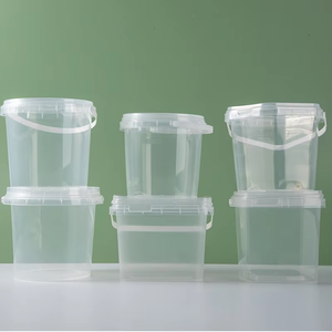 1L 2L 3L ember bulat plastik sekali pakai bening dengan tutup dan pegangan wadah makanan kelas makanan jus buah Takeaway - Product Image 6