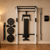 Rack de musculation mural pliable en acier avec fonctions de squat, de barre fixe, de développé couché et de press à épaules - Machine de musculation multifonctionnelle pour la musculation