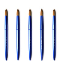 Professionnel Kolinsky Brosse À Ongles Logo Personnalisé Bleu Brosse À Ongles En Métal Pour Acrylique Rond Kolinsky Nail Art Brosse Pour Poudre Acrylique