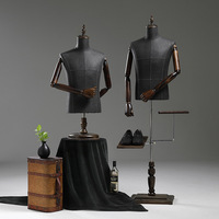 Présentoir de Mannequin homme en tissu, demi-corps, avec bras en bois, accessoire de boutique, robe formelle