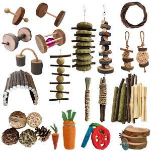 Ensemble de jouets pour lapins et hamsters, comprenant : balle à mâcher en paille, gâteau de paille, corde à mâcher, et friandise à mâcher en bois de pomme pour cochon d'Inde - Product Image 6