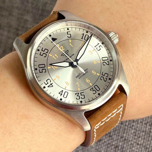 39 毫米 Tandorio <span class=keywords><strong>Pilot</strong></span> NH35 潜水豪华手表男士太阳纹银色 20 巴防水运动时钟蓝宝石玻璃卡其色表带 - Product Image 5