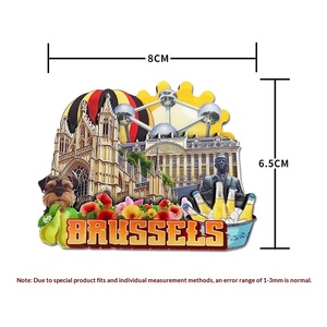 Imán de nevera 3D de madera con diseño de <span class=keywords><strong>ciudades</strong></span> europeas: Praga, Bruselas, Copenhague. Recuerdo de viaje, paisaje urbano, decoración magnética para nevera, regalo. - Product Image 3