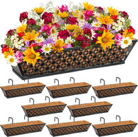 Jardinières de fenêtre en fer de 24 pouces, jardinières de balustrade avec doublure en coco, supports réglables pour terrasse, porche, clôture, balcon, jardin domestique