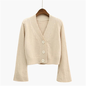 2021 <span class=keywords><strong>Cardigan</strong></span> di Autunno <span class=keywords><strong>Lungo</strong></span> Del Manicotto Del Chiarore Breve Maglione Delle Donne Ha Lavorato A Maglia di <span class=keywords><strong>Cotone</strong></span> Top Nero Bianco Delle Signore Outwear Morbido L0095 - Product Image 5