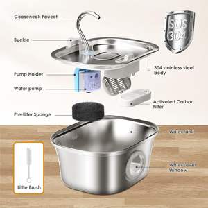 Fontaine à eau automatique en acier inoxydable de type bateau 3,2 L avec fenêtre de niveau, USB, distributeur d'eau pour chien, chat, animal de compagnie, fabrication OEM - Product Image 2