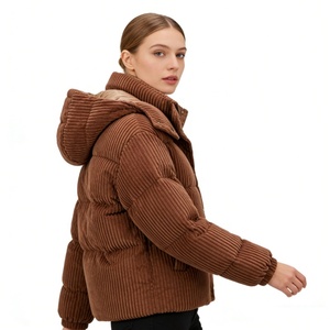 Veste d'hiver épaisse en velours côtelé et nylon teint, à capuche, pour <span class=keywords><strong>femme</strong></span>, Boying, nouvelle collection, élégante, coupe classique, personnalisable en usine, ODM - Product Image 4