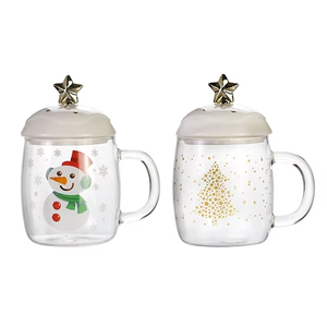 Cristalería Navideña Tazas de Té de Vidrio Divertidas Taza de Viaje para Café Vaso Lindo de Papá Noel Muñeco de Nieve Pingüino Regalo Creativo de Reno - Product Image 4