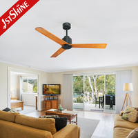 Ventilador de Techo 1stshine de 52 Pulgadas, 220v, 6 Velocidades, Control Remoto, Ventilador de Techo Nórdico de Madera con Motor DC