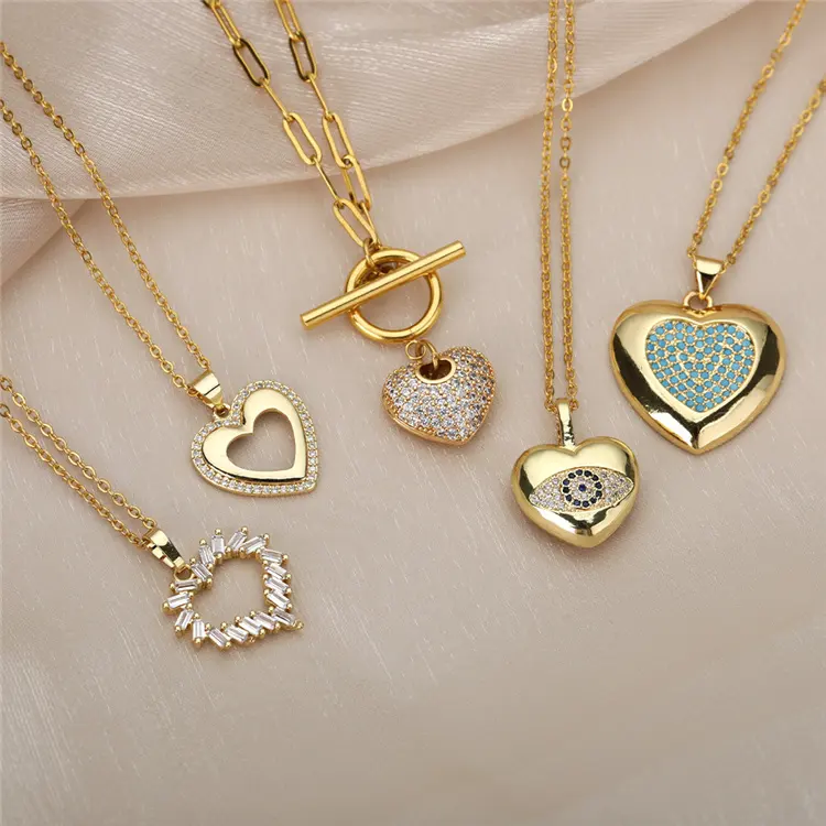 New Hot Sale Love Series Gold Copper Zircon Multicolor Love Necklace Hot Fashion Design Necklace Jewelry