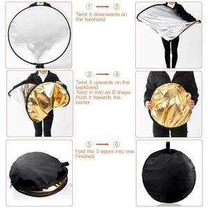Disco reflectante 5 en 1 para fotografía, 60cm/80cm/110cm, redondo, plegable, con bolsa de transporte, material de nailon, para uso en estudio de retratos. - Product Image 5