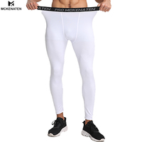 Leggings et pantalons de compression pour hommes à taille élastique, en Spandex/Polyester, vêtements de sport respirants et à séchage rapide pour les entraînements en salle de sport