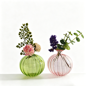 <span class=keywords><strong>Vaso</strong></span> <span class=keywords><strong>in</strong></span> Vetro Soffiato a Mano con Nervature, <span class=keywords><strong>Vaso</strong></span> Rotondo Colorato per Decorazioni Domestiche, Centrotavola per Matrimoni, <span class=keywords><strong>Vaso</strong></span> per <span class=keywords><strong>Fiori</strong></span> Idroponici - Product Image 1
