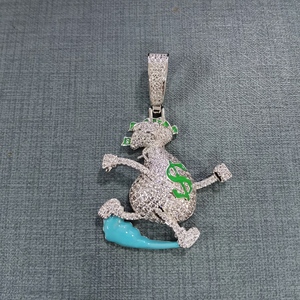 Dropshipping que brilla en la oscuridad Bling dólar dinero bolsa colgante Iced Out Running Escape collar Hip Hop joyería - Product Image 4