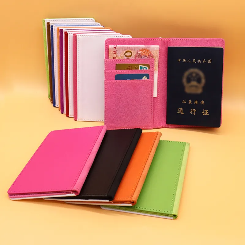 Toptan özel süblimasyon pasaport kapağı baskı desen ile moda seyahat cüzdanı deri tutucu