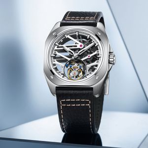 Montre Tourbillon Octogonale Vintage pour Hommes, Cadran Squelette, Verre Saphir, Acier 316L, Mécanique Étanche - Product Image 2